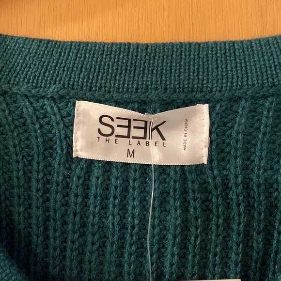 SEEK The Label Punk Rock Deconstructed Pullover Sweater Teal Size Medium - Picture 3 of 13